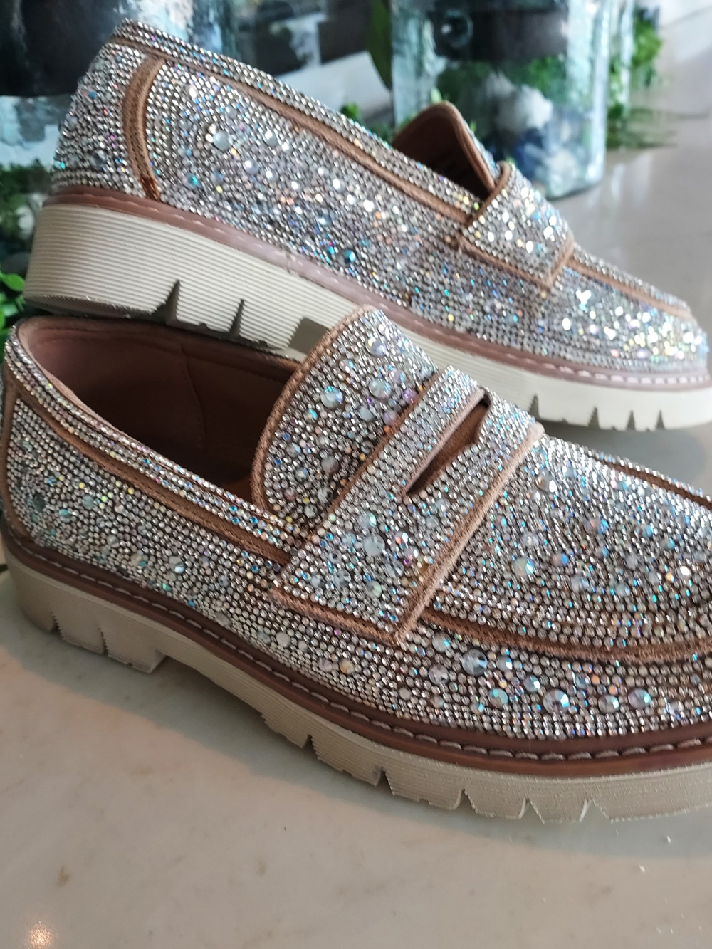 Corkys Rose Gold Sparkle Rhinestone Loafers - Picture 3 of 9